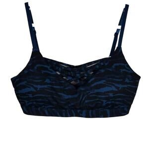 Fabletics Black Blue Animal Print Molded Cup No Underwire Sports Bra Medium